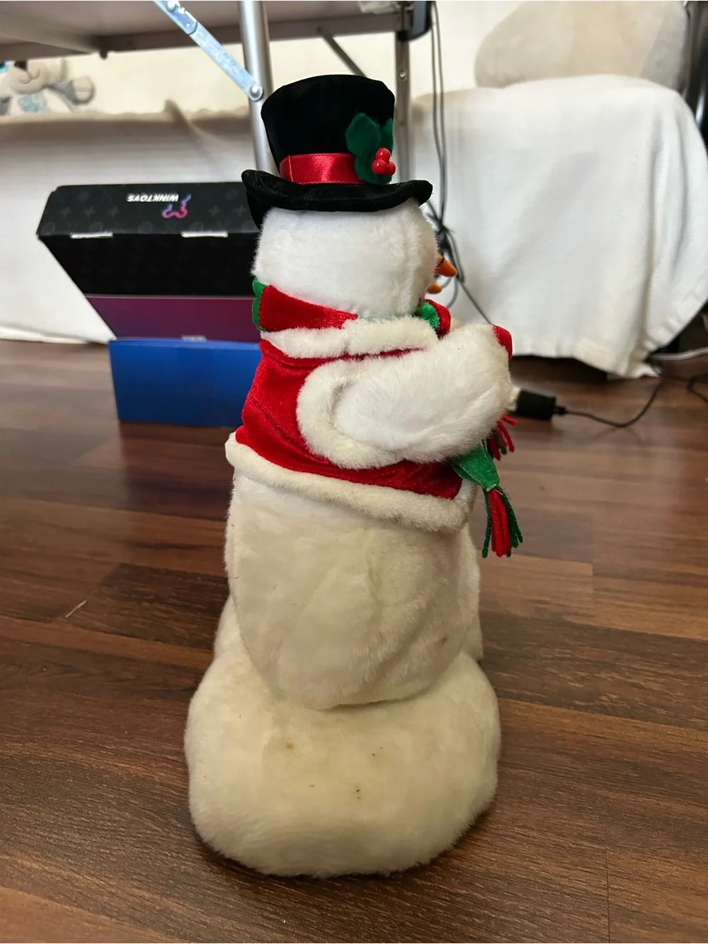 Holiday Plush Animated and Singing Snowman Duo - Red & Green Winter Decor by
